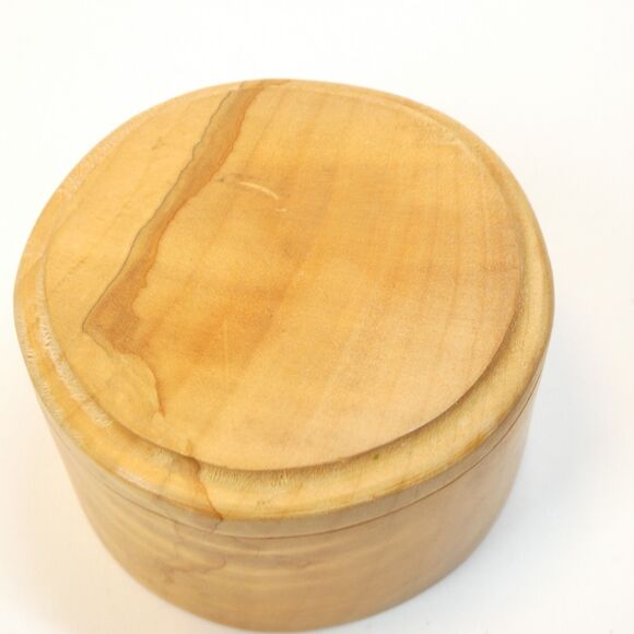 Alaska Birch Burl Wood Trinket Box Round w/Lid Vintage - Picture 3 of 12